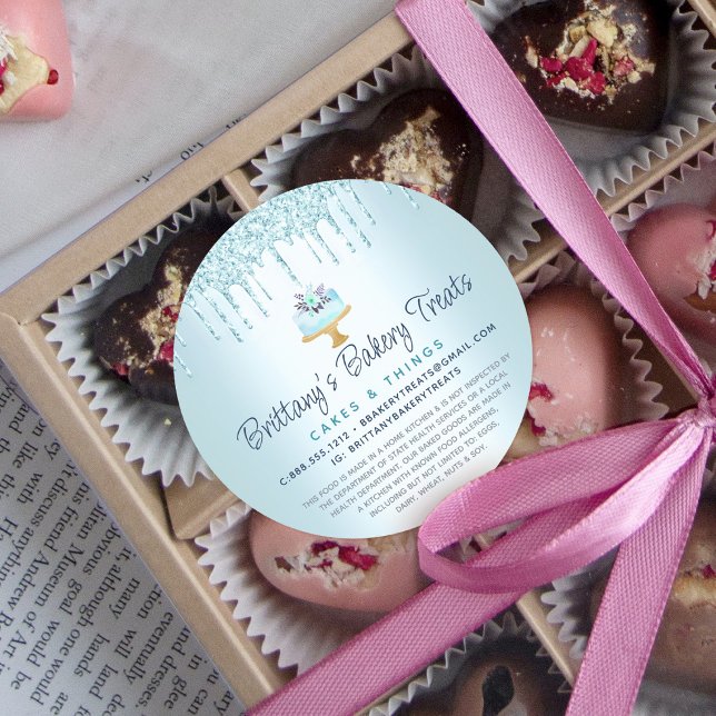 Pegatina Redonda Purpurina pastelero de panadería torta turquesa pe (Subido por el creador)