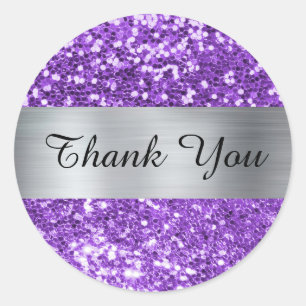 Pegatina Redonda Purpurina Plateada Brillante Glitter Purpúrea Bril