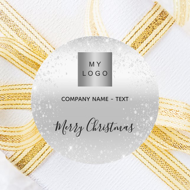 Pegatina Redonda purpurina plateado de los navidades enciende el lo (Subido por el creador)