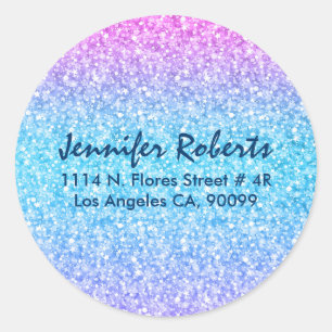 Pegatina Redonda Purpurina Retro Colorido Y Parkles