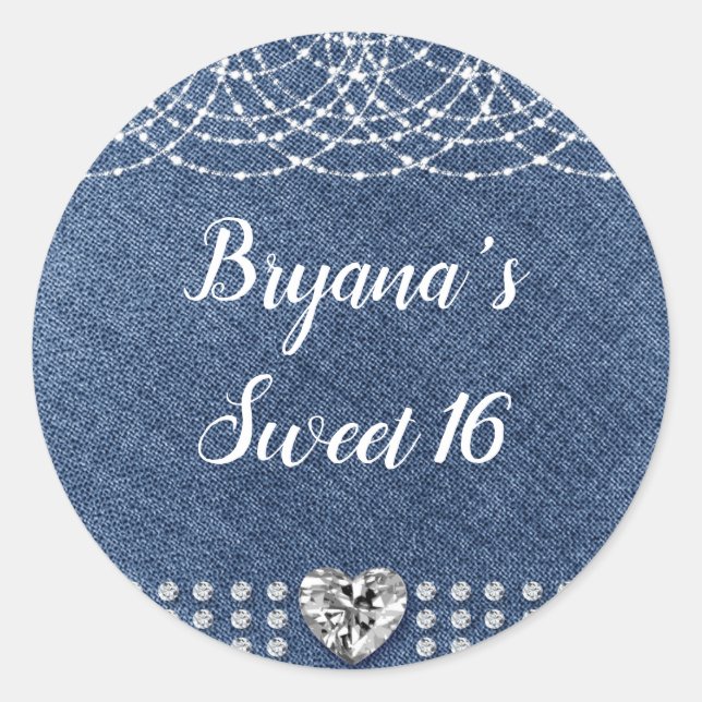 Pegatina Redonda Purpurina rojo del corazón del diamante Sparkle Gl (Anverso)