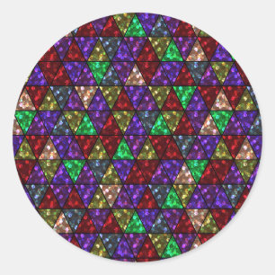 Pegatina Redonda Purpurina. Rojo, verde, morado.