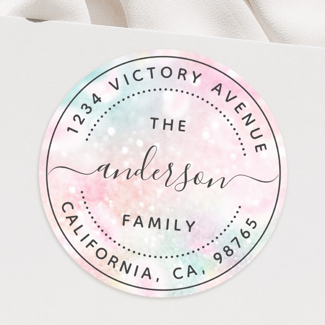 Pegatina Redonda Purpurina rosa bonito glamuroso (Subido por el creador)