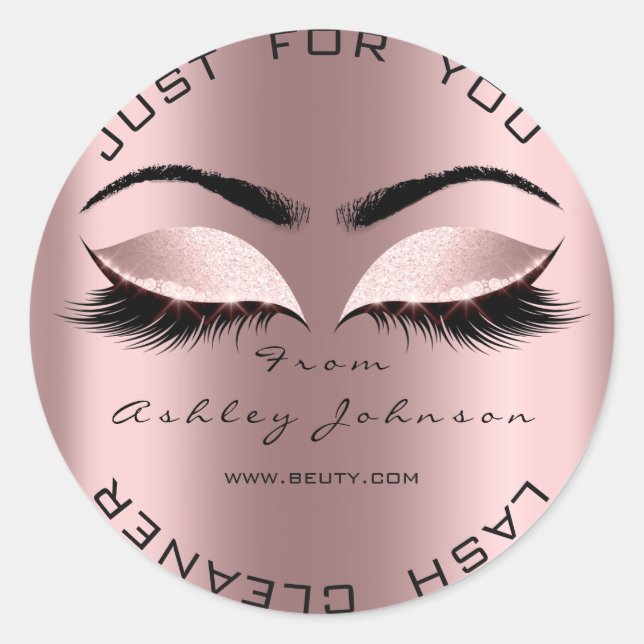 Pegatina Redonda Purpurina rosa de chispa Rubor tachó de limpiador  (Anverso)