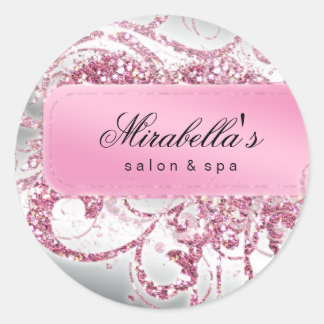 Pegatina Redonda Purpurina Rosa de la Salon Nail Elegant Bling