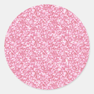 Pegatina Redonda Purpurina Rosa Girly Impreso