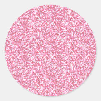 Pegatina Redonda Purpurina Rosa Girly Impreso