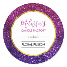 Purpurina rosa morado chisporroteo Gems Candle Bus