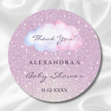 Purpurina rosa Trendy Cloud Baby Shower Gracias