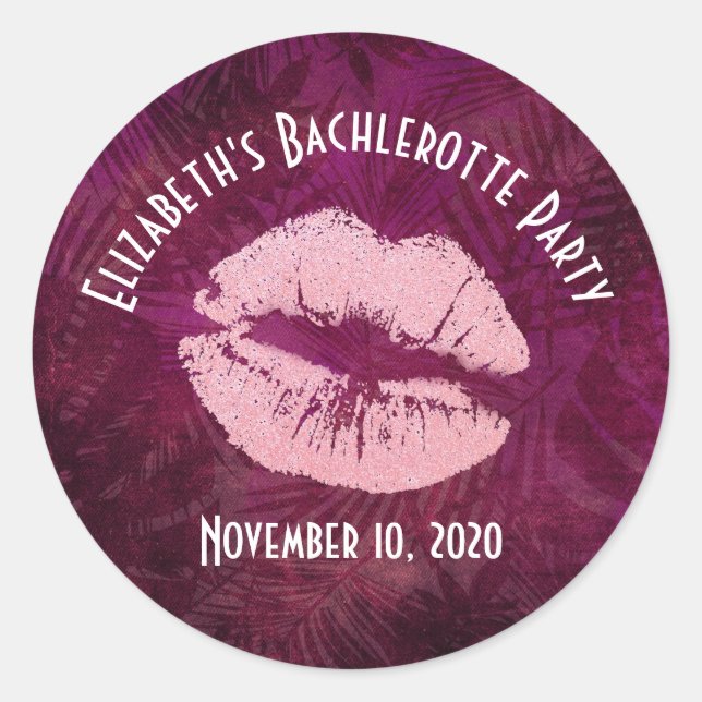 Pegatina Redonda Purpurina rosado sexy levanta Fiesta glamuroso (Anverso)