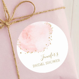 Pegatina Redonda Purpurina Rubor Floral Gold Dots Bridal Shower