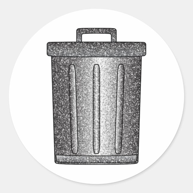 Pegatina Redonda Purpurina Trash Can (Anverso)