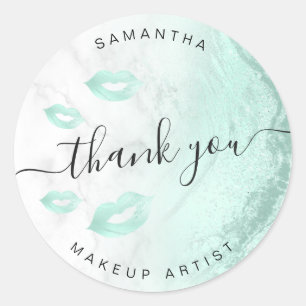 Pegatina Redonda Purpurina verde suave labra artista de maquillaje 
