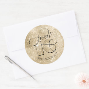 Pegatina Redonda Purpurina y dulzura fina 16 Gold ID675