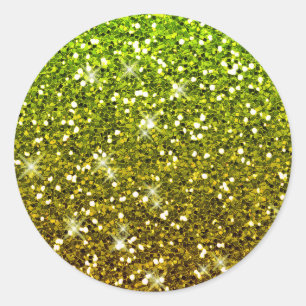 Pegatina Redonda Purpurinas de oro verde brillante