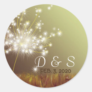 Pegatina Redonda Purpurinoso Dandelion Wedding Favor