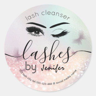 Pegatina Redonda Purpurinoso de lujo wink lash extension lash cleas