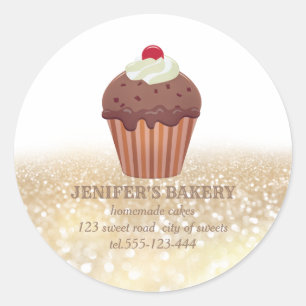 Pegatina Redonda Purpurinoso de oro de época quequitos y dulces cas