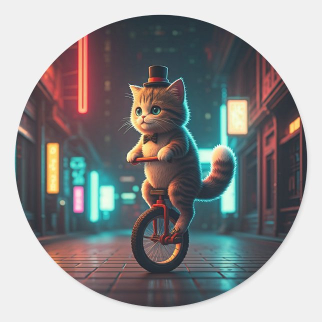 Pegatina Redonda Purr-fect Pixelado (Anverso)