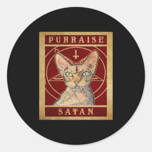 Pegatina Redonda Purraise Satan Sphynx Cat