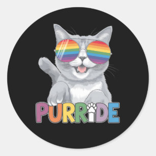 Pegatina Redonda Purride Cat gafas de sol orgullo gay Rainbow LGBTQ