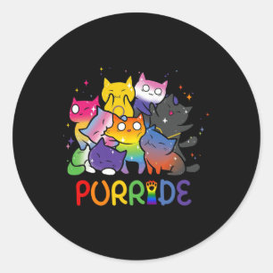 Pegatina Redonda Purride Cat Pride Ally Lgbt Amantes de los Animale