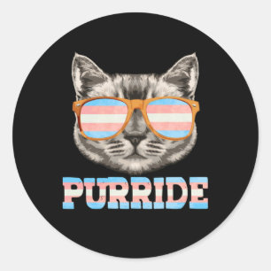 Pegatina Redonda Purride Cat Prige LGBT Transgender Flag Trans Masc
