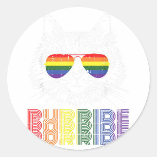 Pegatina Redonda Purride Gay Pride Cute Cat Kitten Pet Lover LGBT-Q