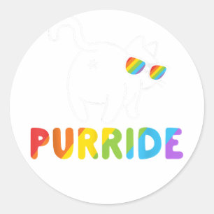 Pegatina Redonda Purride Shirt Funny Cat Gay LGBT Pride Camiseta Mu