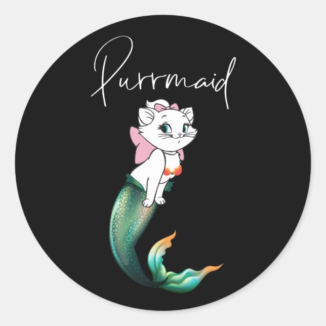 Pegatina Redonda Purrmaid de gatito de gatito de comadreja - Diseño (Anverso)