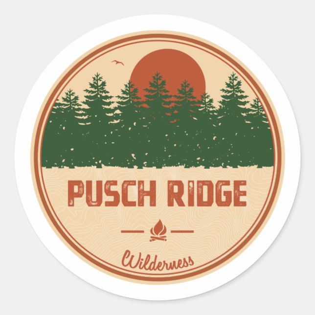 Pegatina Redonda Pusch Ridge Wilderness Arizona (Anverso)