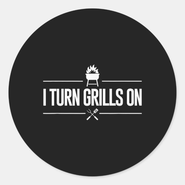 Pegatina Redonda Puse Parrilladas En Bbq Grilling Master Barbecue P (Anverso)