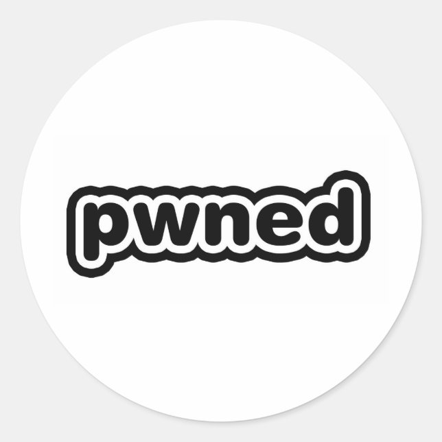 Pegatina Redonda Pwned (Anverso)