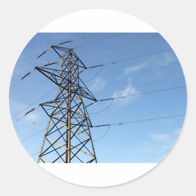 Pegatina Redonda Pylon de electricidad (Anverso)