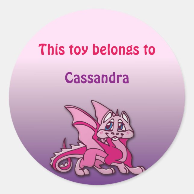 Pegatina Redonda Pynky el dragón (Anverso)