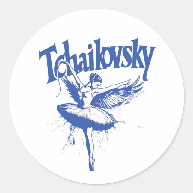 Pegatina Redonda Pyotr Ilyich Tchaikovsky, LAGO SWAN (Anverso)