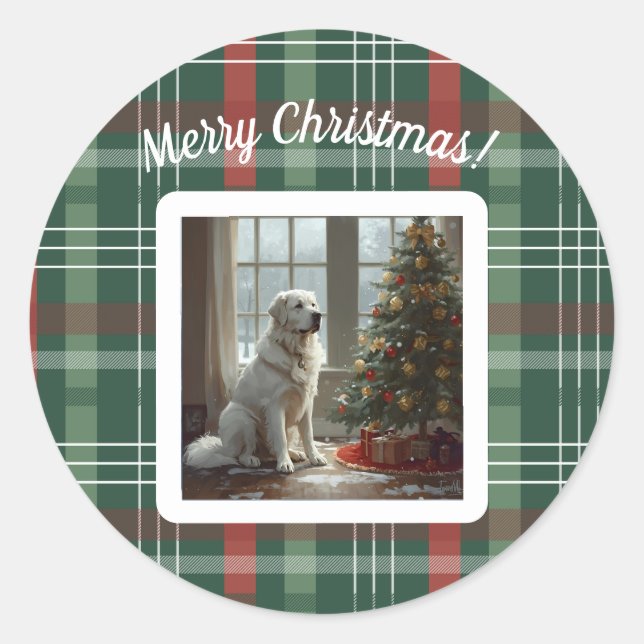 Pegatina Redonda Pyrenees Christmas Round Stickers (Anverso)