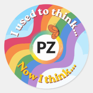 Pegatina Redonda PZ Reading Rainbow Solía pensar/Ahora pienso Stick