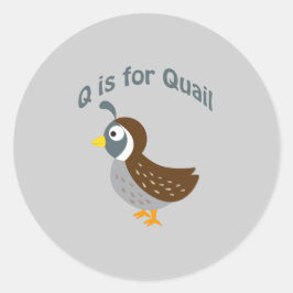 Pegatina Redonda Q es para Quail