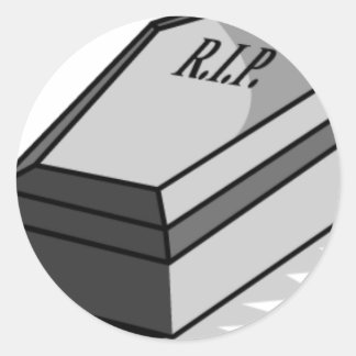 Pegatina Redonda QEPD Coffin
