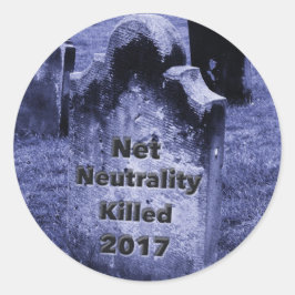 Pegatina Redonda QEPD Neutralidad neta Gravestone