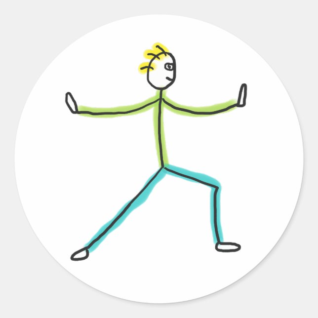 Pegatina Redonda Qigong Stickman (Anverso)