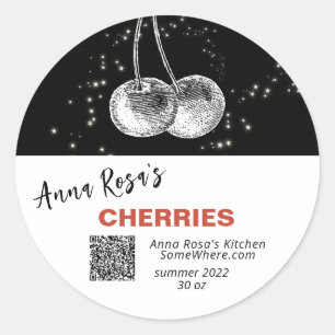PEGATINA REDONDA ~* QR AP30 CHERRY + CONGELACIÓN DE CANNING DESHIDR