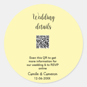 Pegatina Redonda QR BODA WEBSITE añadir fecha de fotoname blanco ne