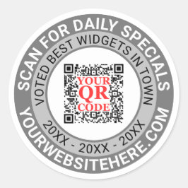 Pegatina Redonda QR Code Gray Business Marketing Simple Promoción