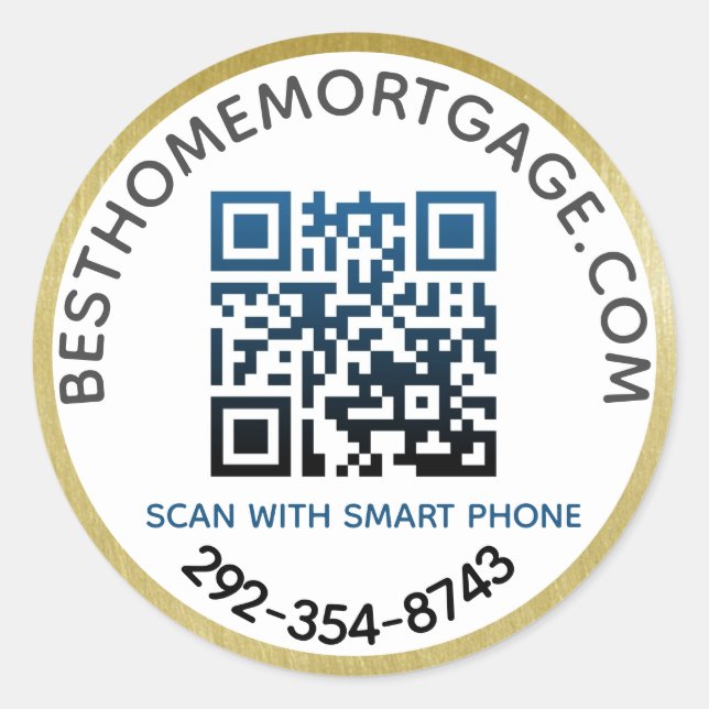 Pegatina Redonda QR Code Realtor Mortgage Company (Anverso)