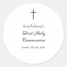 Pegatina Redonda QR mínimo de la primera comunión santa católica