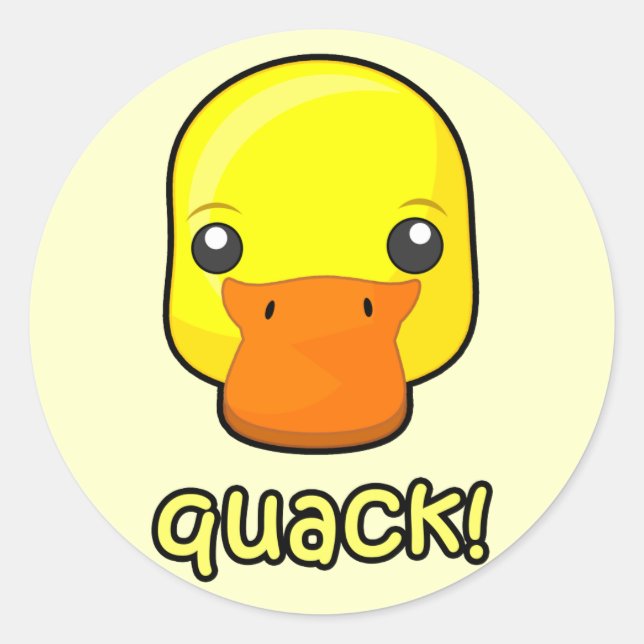 Pegatina Redonda ¡Quack! Pato (Anverso)