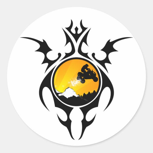 Pegatina Redonda quads tribales (Anverso)