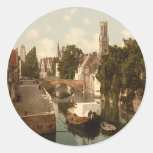 Pegatina Redonda Quai Vert, Brujas, Bélgica